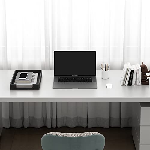 Leather Letter Tray, THIPOTEN Elegant Desk Organizer for Office Supplies, Mail, Paper, File, Magazine, Perfect Office Organization for Desktop(Black) - color: Black