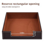 PU Leather 1-Layer Stackable Office File Document Tray Case Rack Paper Letter Tray Desk File Document Organizer Holder (Coffee) - color: Coffee