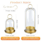 Fohil 5" & 4" Hurricane Glass Candle Holders, Set of 2 Metal Candle Holder with Handmade Sturdy Glass Dome, Candle Lantern for Pillar Candles, Plants, Table Centerpiece, Home Decor