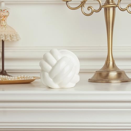 Small Ceramic Knot Decor, Chain Link Decor, Coffee Table Decor, Book Shelf Decor, Entry Table Decor, Aesthetic Minimalist Decorative Objects for Modern Home Living Room, Desk Decor for Office (White) - color: White
