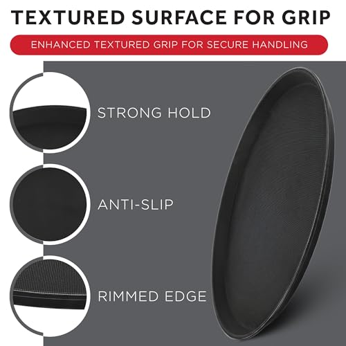 Winco TFG-14K Round Fiberglass Tray with Non-Slip Surface, 14-Inch, Black - color: Black, size: 14"