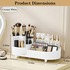 Rotating Vanity Organizer with Brush Holder, Large Spinning Makeup Skincare & Cosmetic Organizer, Countertop Perfume & Lotions Display Case (White) - color: Pure White