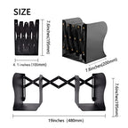 Adjustable Metal Bookends Heavy Duty for Shelves, 2 Dividers, Anti-Slip Design Expandable Book Ends for Desk, Office(Black, 19 inches Max) - color: Black