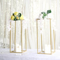 Efavormart 2 Pack 24" Matte Gold Wedding Flower Stand Metal Vase Column Stand Geometric Centerpiece Vase - color: Gold, size: 2 Pack 24''