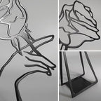 Creative Abstract Decor The Rose & Hand Statues and Sculptures，Metal Hand Crafted Abstract Modern Sculptures Office Desk Decor, Wrought Iron Line Characters Bookcase Decor Iron Art for Home