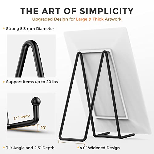 TR-LIFE 4 Pack 10 Inch Large Plate Stands for Display - Metal Plate Holder Stand + Picture Stand + Small Easels for Decorative Plate, Platter, Book, Plaques, Photo Frame, Tabletop Art - size: 10 Inch