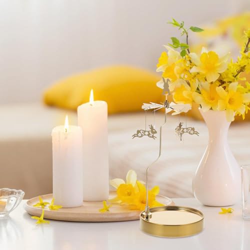 VOSAREA Magnetic Aromatherapy Candlestick - Unique Stainless Steel Rotating Tea Light Holder for Home D Cor and Candlelight Dinners