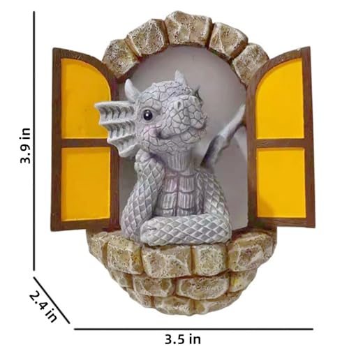 YWHWXB Garden Dragon Resin Sculpture,Lovely Outdoor Sculpture Ornaments,Garden Dragon Decor Statue for Home Patio Courtyard Lawn Decoration - color: Look Out the Window