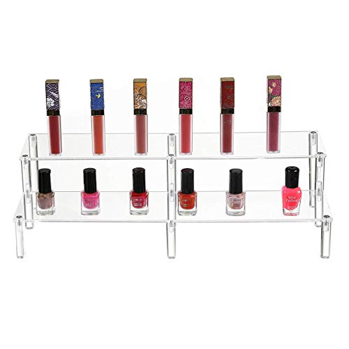 BYCY 2 Tier Clear Acrylic Display Stand Cupcakes Holder, Dessert Display Riser for Great Event, Birthday Party, Wedding Party ( 1 Pack - 16" X 6.9" X 4.25" )