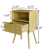 Veegle Nightstand,Modern Bedside Table with Storage Drawer and Open Wood Shelf, Accent Night Stand with Solid Wood Legs for Living Room, Bedroom and Small Spaces,Easy Assembly (Yellow Oak) - color: Yellow Oak