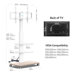 FITUEYES Rolling TV Stand with Power Outlets, Swivel Portable TV Stand for 32-70Inch LCD LED OLED Flat/Curved Panel Screen TVs, Height Adjustable&Wood Base, Mobile TV Cart with 2 Shelves - color: White, style: With Wheels & Power Strip