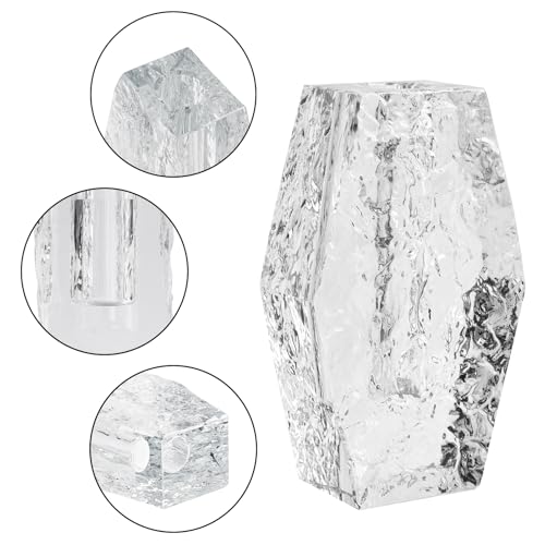 Glacier Series Crystal Vase 6.3-inch High, Modern Crystal Home Office Decor for Living Room Dining Table Centerpieces, Birthday and Wedding - size: Large