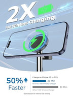 Hevanto 2026 3 in 1 Wireless Charging Station for Apple MagSafe Charger, 15W Fast Magnetic Mag-Safe Charger Stand for iPhone 17 16 15 14 13 12 Apple Watch AirPods Compatible with MagSafe, Silver&Black - color: Silver&Black