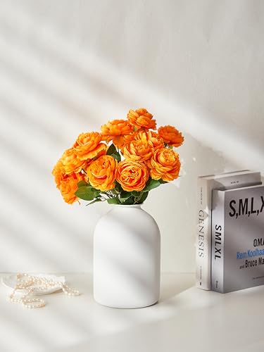 White Metal Vase, Modern Decorative Vase, Minimalist Tall Round Vase for Living Room, Bedroom, Entryway, Table & Shelf Decor, White Ceramic Look Metal Vase for Floral Arrangements - color: White