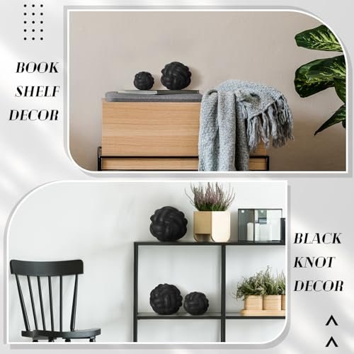 Wenqik Matte Black 3 Pcs Knot Decor, Chain Link Coffee Table Bookshelf Decor Accents, Entry Table Ceramic Aesthetic Minimalist Decorative Objects for Modern Home Living Room Decoration 3 Sizes - color: Matte Black