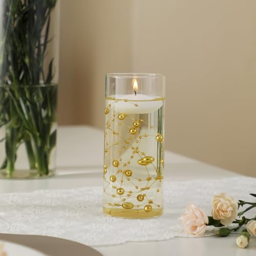 Set of 3 Glass Cylinder Vases for Centerpieces with 2 Pack Vase Filler 3 Pearl String 6 White Floating Candles for Centerpieces, Table Center Pieces for Wedding Party Home Decor 5, 6, 8 Inch - style: 3 Set(5,6,8Inch)