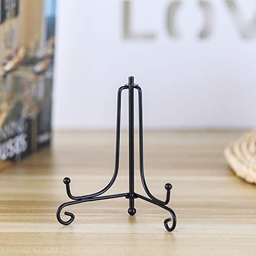 (2 pack) Iron Display Stand, Black Iron Easel Plate Display Photo Holder Stand, Displays Picture Frames, Decorative Plates,Tablets and Art 4 Inch - color: Black, size: 4 inch(2 pack)