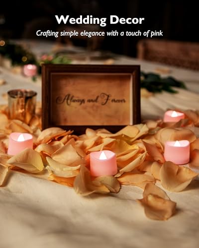 Homemory Pink Tea Lights Candles Battery Operated, 200+Hour Flameless Flickering Fake Electric LED Colored Tealights Candles for Romantic Wedding Decor, Baby Showers, Proposal, Valentine's, 12-Pack - color: Pink, size: Pack of 12