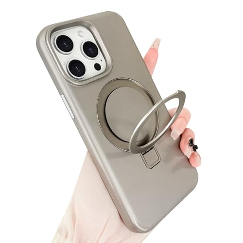 ankofave for iPhone 15 Pro Max Case with Magnetic Invisible Stand, Matte Luxury Metallic Luster, 3.0 mm Thick Protection Hard PC Scratch-Resistant Phone Case for iPhone 15 Pro Max 6.7", Titanium Gray - color: Titanium Gray, size: iPhone 15 Pro Max