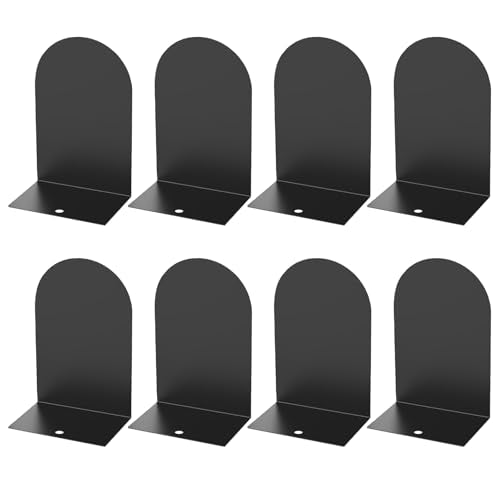 MerryNine Metal Book Ends, 8 Pack Black Bookends for Shelves, Book Holder for Heavy Books, Book End for Kids Books, Decoration Bookend for Home Office (8, Black) - color: Black