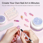 MIZHSE 3D Gel Nail Art Sculpting Gel, 60g Large Capacity Non-Sticky Clear Solid Builder Gels for Nails, Molding Hard Gels for Nail Art Charms, U V LED, with Gold Chrome Powder & Silicone Flower Mold - color: 0-0-Clear