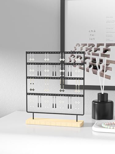 Julysky Earring Holder Organizer, Earring Stand, 4 Layers, Black - color: Black, size: 4 Layers