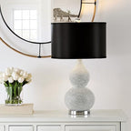 SAFAVIEH Lighting Collection Nicole Silver/Black Shade Beaded 25-inch Table Lamp Set of 2 with USB Charging Port (LED Bulbs Included) - color: Silver - with USB