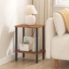 TUTOTAK End Table, Side Table, Nightstand, 2-Tier Storage Shelf, Sofa Side Table for Small Space, Living Room, Bed Room Brown and Black TB01BB034 - color: Brown and Black