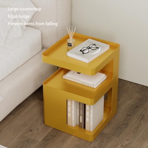 Gold Side Table,Modern end Table with Storage,Unique nightstand,Metal Small Bedside Table,3-Tier Accent Table for Bedroom,Living Room,Small Space,Couch.No Assembly Required - color: Gold