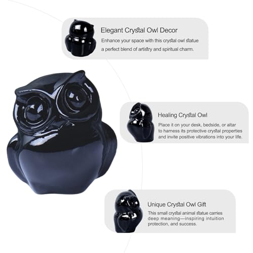 2 Inch Owl Figurine Handcrafted,Obsidian Healing Crystal Animal Sculpture,Home Decor Unique Gift for Collectors,Crystal Artwork Nature Lovers Birthday Anniversary Present Spiritual Gift - color: Obsidian Owl