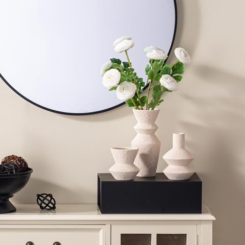 Ceramic Vase Home Table Decor - White Flower Vase Set of 3 Living Room Kitchen Decorations Farmhouse Modern Rustic Vases Decorative Centerpiece for Shelf Bedroom Office Bathroom Dining Coffee Desk - color: 10-white