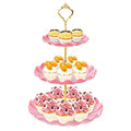 3 Tier Cupcake Stand Holder, BACUTHY Plastic Cup Cake Stand Tower with Tiered Serving Tray for Cupcakes, Donuts, Fruits and More, Pink - color: Pink