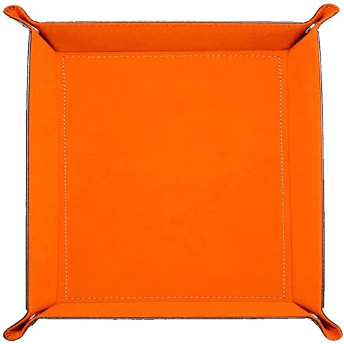 siduater Valet Tray Desktop Storage Organizer – Vegan Leather Catchall Bedside Vanity Tray Nightstand Caddy Holder for Remote Controller, Watch, Keys, Phone, Wallet, Coin, Jewelry (Orange/Black) - color: Orange / Black