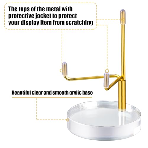 Suzile 4 Pcs Adjustable Metal Arm Display Stand Easel with Acrylic Base Rock Display Easel Holder Acrylic Crystal Clear Plate Stand for Geodes Mineral Agate(Gold,2 x 2 x 3.5 Inch) - color: Gold, size: 2 x 2 x 3.5 Inch