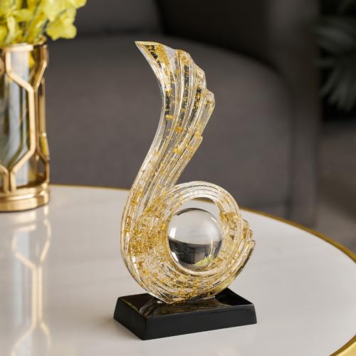 Modern Abstract Art Sculpture, Gold Entryway Table Accents, Resin Statue–Crafted Decor for Living Room, Office & Coffee Table Accents (Gold Foil) - color: Gold Foil