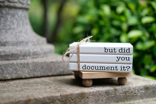Funny Cute Office Desk Decor, Rustic Wooden Book Stack for Shelf Table Decoration - But Did You Document It Sign - color: But Did U