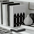 Peacoblue Metal Bookends for Shelves, Modern Decorative Heavy Duty Study Book Support Stoppers for Office, Desk, Shelf, Room 5.3"x4.3"x4.9" Cast Iron Simple Tall Bookends, 1 Pair (Farmhouse Fence) - style: Farmhouse and Fence