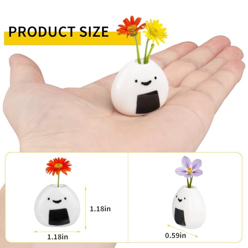 Mini Vases for Flowers 6PCS Mini Vase Ceramic Flower Vase Cute Rice Ball White Small Vase Set for Dry Flowers