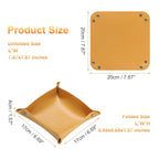 HARFINGTON 4pcs PU Leather Valet Tray Unisex Folding Small Catchall Tray Portable Entryway Table Tray Nightstand Bedside Desk Tray for Key Wallet Watch Coin Jewelry Dice, Yellow - color: Yellow