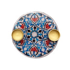 Yair Emanuel Flat Plate Candle Holders for Shabbat 4 Inch Vibrant Pattern Design Modern Judaica Gift (CSE-8 Tile Pattern) - color: Cse-8 Tile Pattern