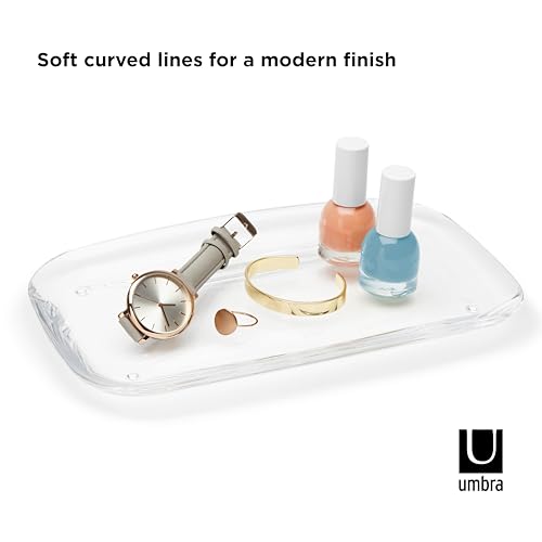 Umbra Droplet Tray Jewelry Display/Holder, Bathroom Accessory/Amenity Holder – Clear Acrylic, Looks Like Glass - size: 9.8" x 5.9" x 0.8"