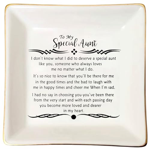 Aunt Gift Jewelry Dish Tray Ceramic Trinket Dish Best Aunt Gifts For Aunts Mother'S Day Birthday Aunt Gifts From Niec Gifts For Aunt Wedding Christmas - style: Aunt