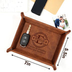 Personalized Engraved Leather Tray for Him – PU Valet Leather Catchall Organizer for Men, Father's Day Custom Gift, Organizer for Dresser, Desk, Nightstand – Custom Men Travel Valet Tray - style: Fathers Day