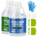 TAKIMO 68OZ Crystal Clear Epoxy Resin Kit - 1:1 Mixing Ratio, Bubble Free & Anti-Yellowing - High Gloss Casting & Coating Resin for Jewelry, River Tables, Bar Top, Countertops & Wood - Heat Resistant - size: 68OZ Kit