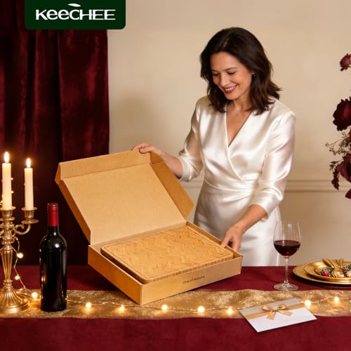 Keechee Atelier Collection Bamboo Cutting Board, Reversible Wood Chopping Boards for Kitchen with Juice Grooves, Handcrafted Large Serving Tray, Luxury Housewarming Wedding Gifts for New Home - size: One Piece L