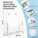 MaxGear Acrylic Brochure Holder 8.5x11 inch, Clear Plastic Literature Holder for Flyers, Pamphlets, Rack Cards and Booklets, Desk or Wall Mount, Acrylic Display Stand for Magazines, Office Use, 2 Pack - size: 8.5"x11"-2 pack