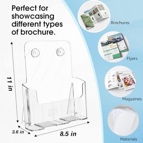 MaxGear Acrylic Brochure Holder 8.5x11 inch, Clear Plastic Literature Holder for Flyers, Pamphlets, Rack Cards and Booklets, Desk or Wall Mount, Acrylic Display Stand for Magazines, Office Use, 4 Pack - size: 8.5"x11"-4 pack