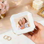 Custom Ceramic Ring Dish, Personalized Jewelry Tray with Photo, Earrings Necklaces Bracelet Watch Keys Trinket Holder for Nightstand, Mothers Day Bridesmaid Bestie Gift for Women - color: Photo