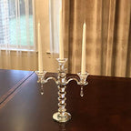 allgala Candle Holder, 3-Arm Crystal Candelabra Taper Candlestick Candle Holder Centerpiece for Home Wedding Event and Party Festival - size: 3 Arm