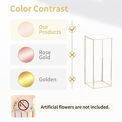 Nuptio Gold Vase for Wedding Centerpieces with Acrylic Panel - 2 Pcs 23⅝ inch Tall Vases Centerpiece for Tables Home Party Decorations - size: 23⅝ inch Tall